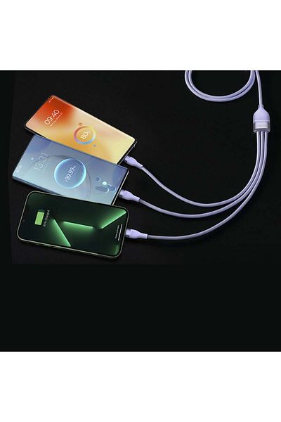 Baseus Charging / Data Cable 3in1 USB to Type-C, Lightning, Micro-USB, 66W, 1.2m, Flash Series 2, Purple
