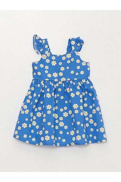 LC Waikiki Lcw Baby Blue Square Neck Patterned Baby Girl Dress