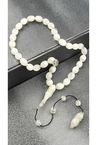 Tesbih-i Hazır Tesbihçilik Special Production Marble Crimped Amber Rosary with Master Signature