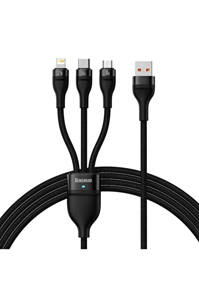 Baseus 3in1 USB to Type-C Charging / Data Cable, Lightning, Micro-USB, 66W, 1.2m, Flash Series 2, Black