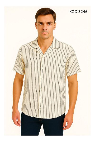 Duss Men's Short Sleeve Muslin Shirt