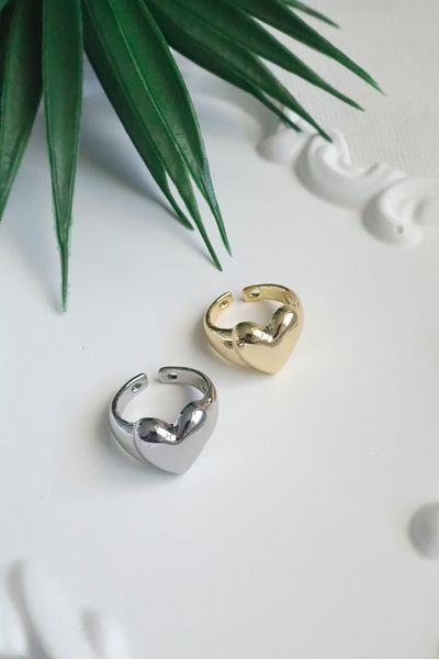 DEMOKAN Women's Ring Chubby Model Heart Adjustable Ring