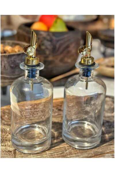 CENGİZ ÇEYİZ MİEN STRİPY 500 ml 2'li Cam Yağlık Sosluk 8011005-G