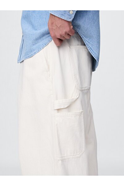 GAP Erkek Kırık Beyaz Baggy Carpenter Jean Pantolon