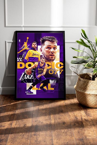 Saturn Luka Doncic Framed Painting - Basketball Nba Poster Painting