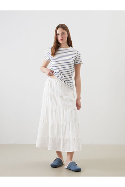 LC Waikiki Nevavm Skirt with Elastic Waist and Contrast