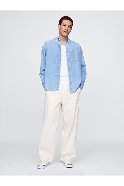 GAP Erkek Kırık Beyaz Baggy Carpenter Jean Pantolon