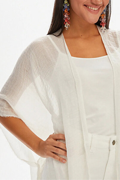 Neşeli Butik Women's Ecru Muslin Fabric Pareo Nbmht01