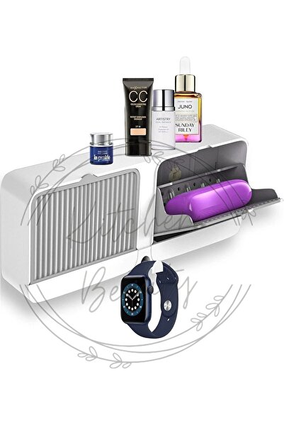 Kitchen Beauty Yapışkanlı Çift Bölmeli Sabunluk Kapaklı Kendinden Boşaltmalı Su Tutmaz Katı Sabunluk Sabun Kutusu