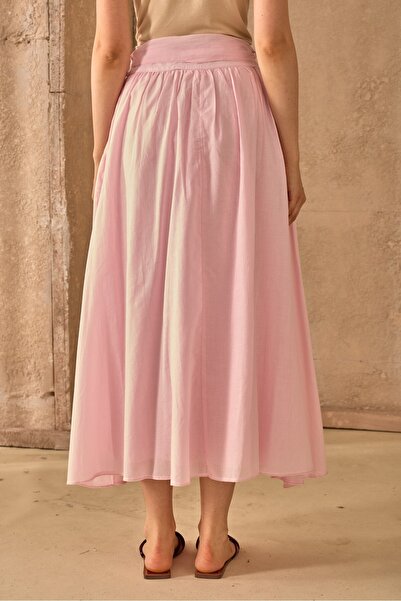 QANU Φούστα με ζώνη βουάλ ροζ