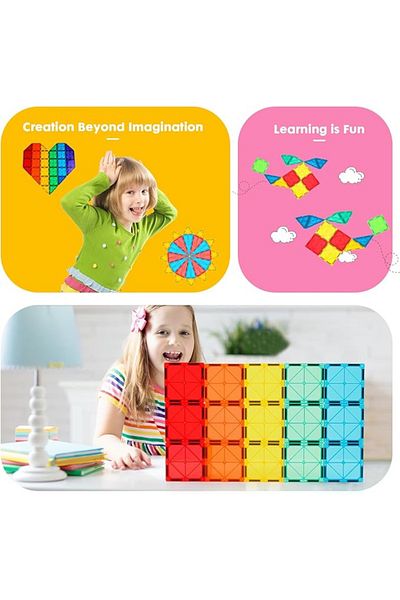 Generic 4D Diamond surface DIY Magnetic Tiles 52 PCS, Creative construction, Educational Magnet BuildingToys