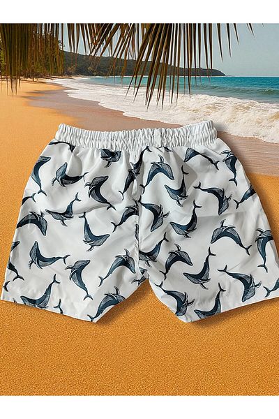 MİLAYS LİFE HOME COLLECTİON Pantaloni scurți pentru băieți, cu imprimeu colorat, cu șireturi, cu plasă de plasă în interior, pentru mare și piscină