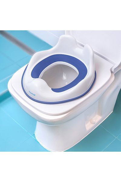 FizioTab Reductor WC Copii cu Manere FizioTab® - cu Carlig pentru Depozitare Usoara, Rabbit, Albastru/Alb