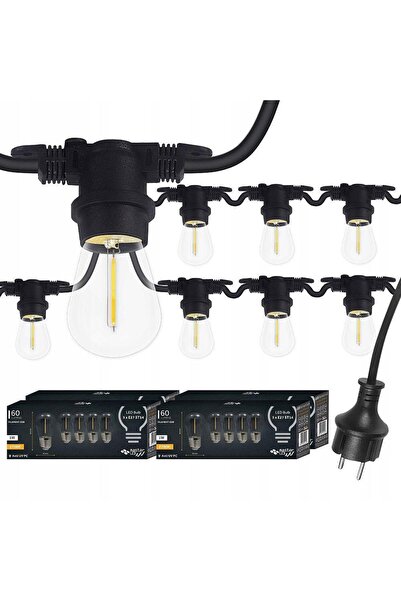 ve Ghirlandă LED de exterior 30 metri, 30 x E27, IP44, neagră