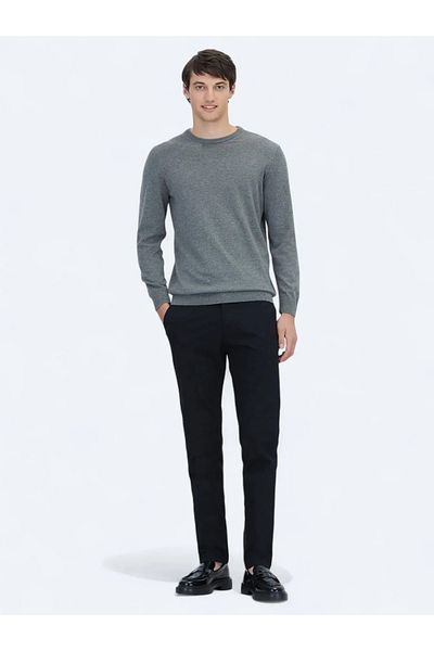 Kip Gray Crew Neck Cotton Blended Sweater Sweater