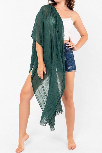 Neşeli Butik Women's Emerald Green Muslin Fabric Shawl Pareo Nbmht02