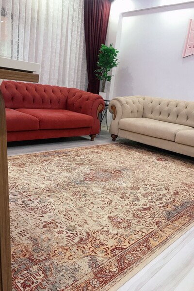 CENTER AVM Bordo Halı Salon Halısı Makinede Yıkanabilir Kaymaz Taban Halı