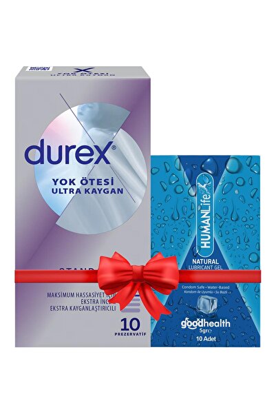 Durex Yok Ötesi Ultra Kaygan Prezervatif 10'lu + HumanLife 5 gr X 10 Doğal Je...