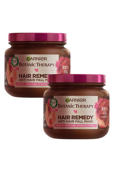 Garnier Μάσκα Βοτανικής Θεραπείας με Έλαιο Ρικίνης και Αμυγδάλου, 340ml x2 τεμάχια
