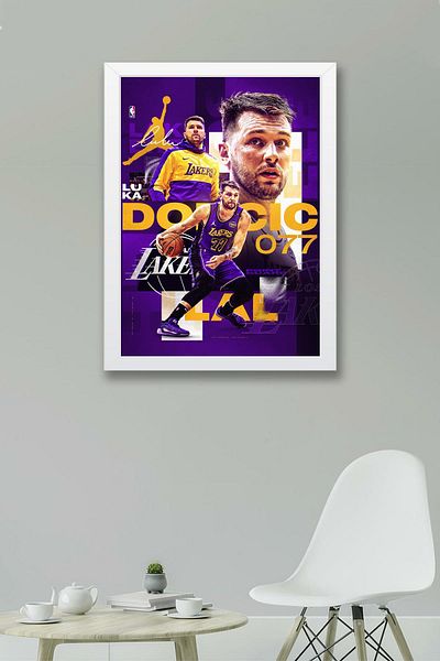 Saturn Luka Doncic Framed Painting - Basketball Nba Poster Painting