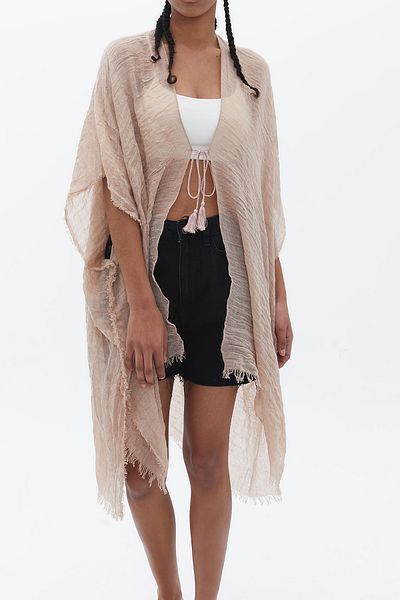 Neşeli Butik Women's Beige Muslin Fabric Pareo Nbmht01