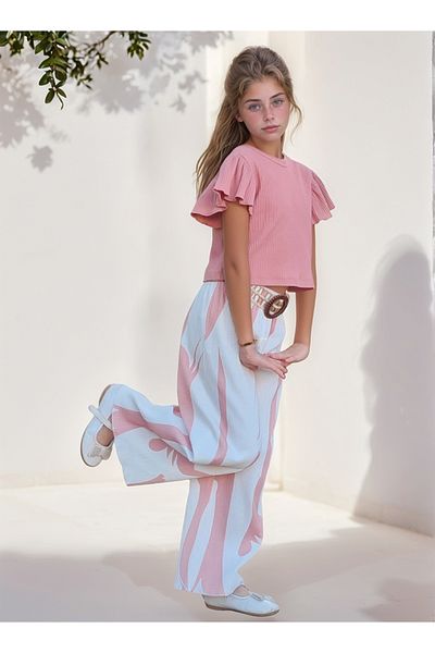 Asortik Kids Girl's Comfortable Knitted Combed Cotton Fabric 100% Cotton Double Bottom & Top Set