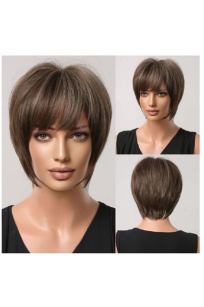 animis beauty Short Light Satin wig, natural-looking synthetic fiber, straight hair