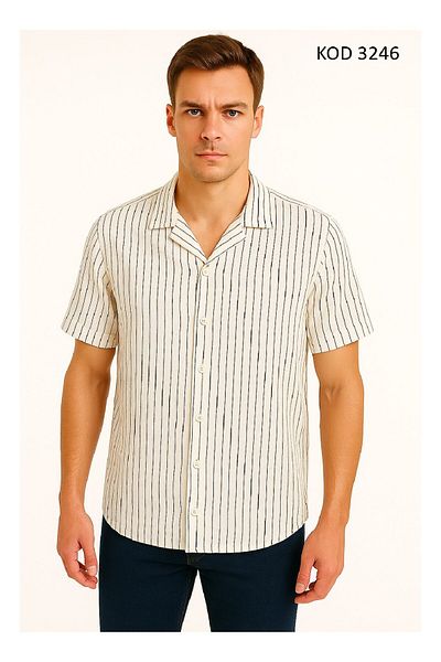 Duss Men's Short Sleeve Muslin Shirt