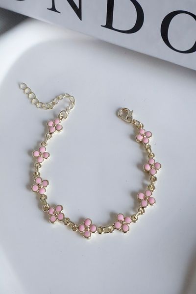 DEMOKAN Women's Bracelet Snap Chain Flower Detail Bracelet