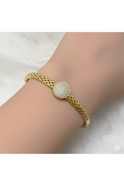 FAMEMUS ACCESSORY سوار نسائي أنيق مرصع بالأحجار باللون الذهبي