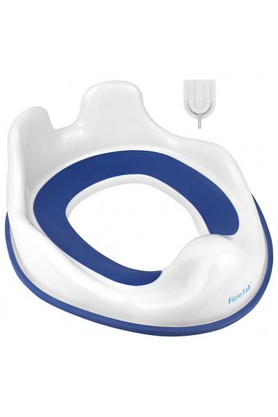 FizioTab Reductor WC Copii cu Manere FizioTab® - cu Carlig pentru Depozitare Usoara, Rabbit, Albastru/Alb