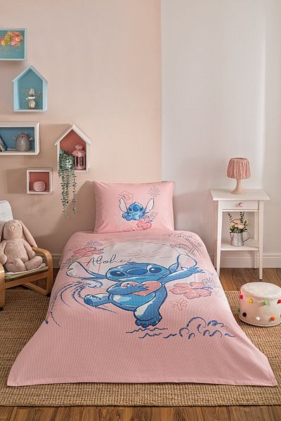 Özdilek Özdilek Stitch Aloha Single Disney Licensed Elastic Sheet Children's Pique Set