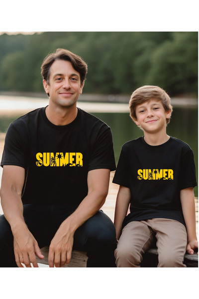 ASELİNDA Tricou combinat de familie de vară (mamă-tată-fiică-fiică) (produs u...