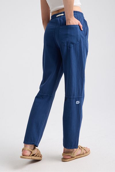 Shooter Sportswear Premium Women's Linen Trousers Light Navy Blue Comfortable Fit with Stitching Detail