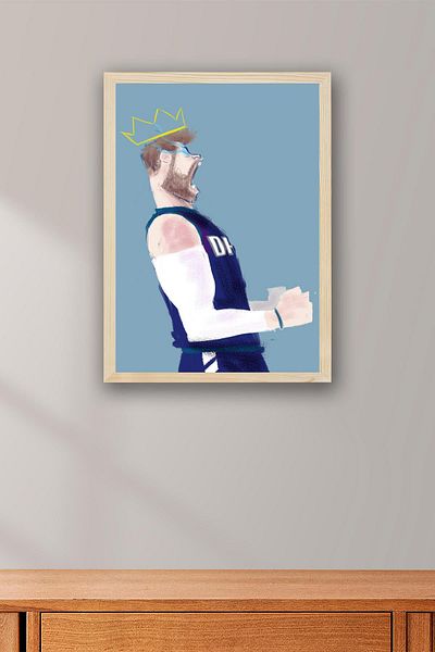 Saturn Luka Doncic Framed Painting - Basketball Nba Poster Painting