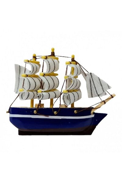OEM Ornament decorativ magnetic pentru frigider, corabie din lemn, cadou botez, albastru-maro