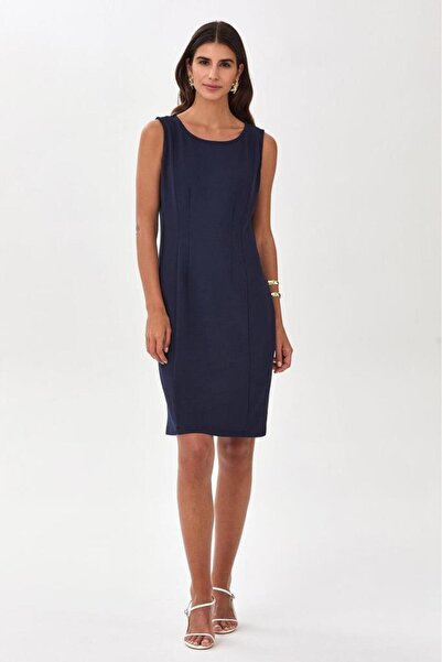 İKİLER Yuvarlak Yaka Kolsuz Elbise 025-2526