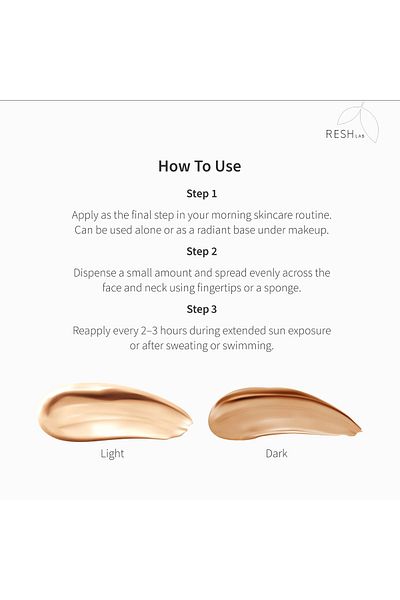 RESH LAB ملمع لؤلؤي ملون SPF50+ PA+++ - فاتح