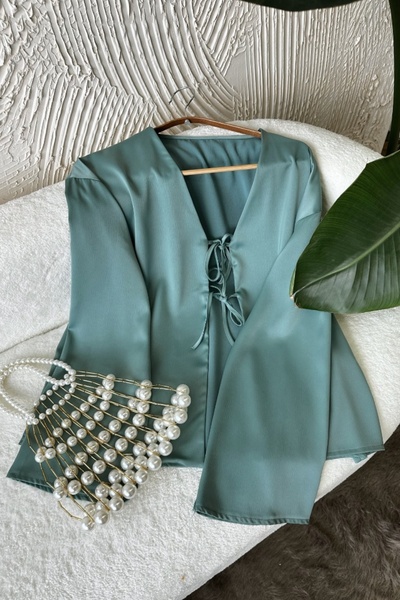 Poliyance Olivya Mint Satin Shirt