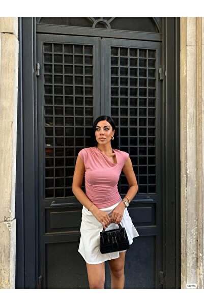 Modafeminen Bluză Sandy cu șnur decoltat pe umeri 582976 PUDRA