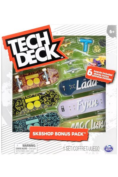 SPIN MASTERR Set of 6 mini skateboard boards, Tech Deck, Bonus Pack, PlanB
