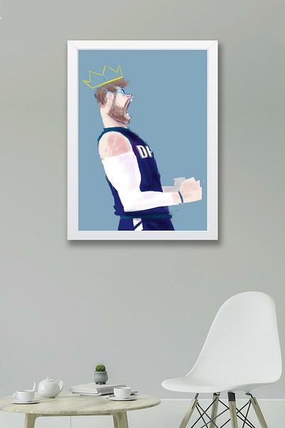 Saturn Luka Doncic Framed Painting - Basketball Nba Poster Painting