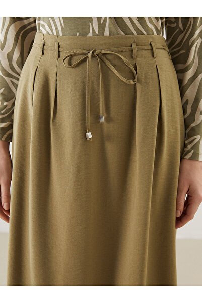 LC Waikiki Beli Lastikli Keten Görünümlü Etek