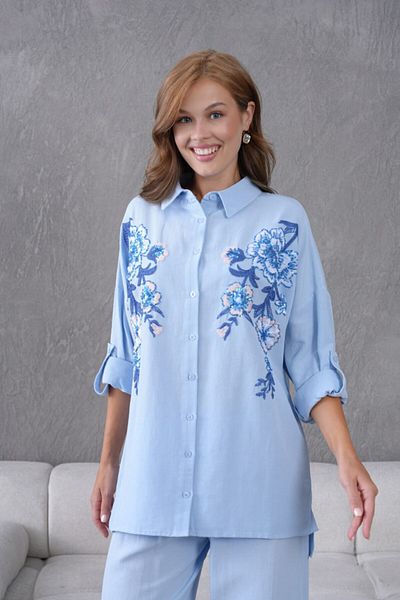 MVStore Cămașă de in brodată pentru femei cu detalii de piatră