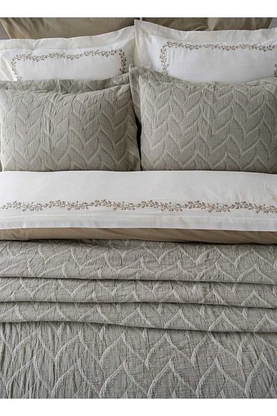 İyi Geceler İstanbul Good Night Istanbul 100% Cotton 9 Pieces. Dafne Embroidered Dowry Muslin Bedspread Duvet Cover Set