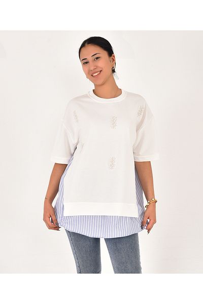Pollux Women's Shirt and Stone Detail T-Shirt