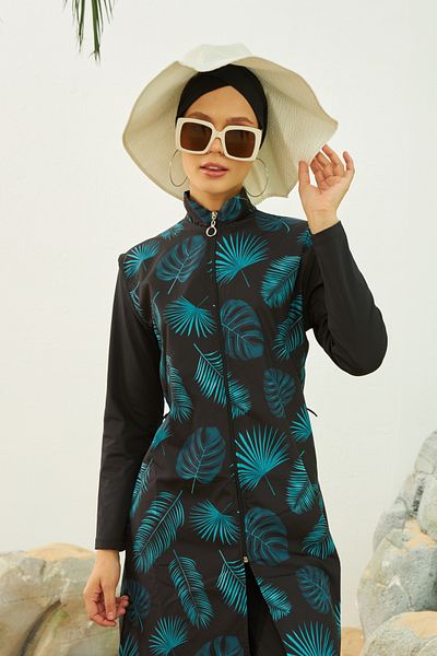 REMSA Large Size Full Covered Battal Hijab Swimsuit 3429-30 Black02