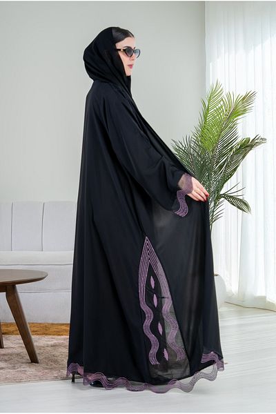 elegant hijab Cloud Glitter Abaya - Black Chiffon Abaya