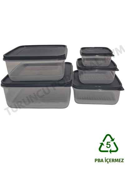 Turuncu Portakal Storage Container with Lid (Set of 5) Kitchen Organizer Square Organizer