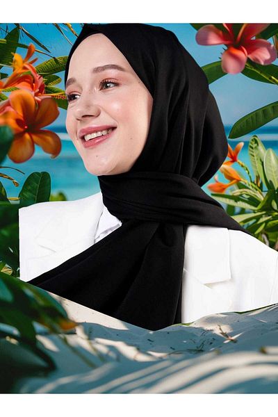 Freeista Black Shawl Silky Series, the Front Is Light Glossy the Back Is Matt